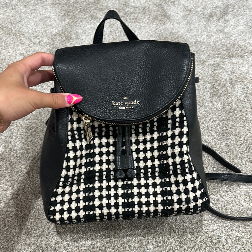 Kate Spade Black and White Houndstooth Backpack